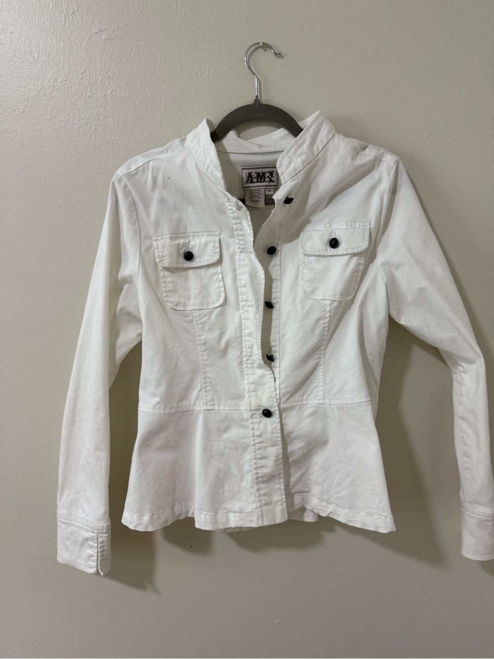 Ami White Button-Front Utility Jacket with Chest Pockets